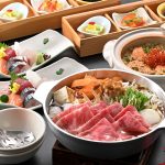 サーモンいくらの土鍋と知多牛すき煮
